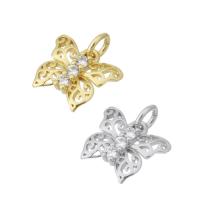 Cubic Zirconia Micro Pave Brass Pendant, Butterfly, plated, micro pave cubic zirconia Approx 3mm 