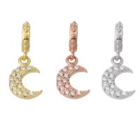 Cubic Zirconia Micro Pave Brass Pendant, Moon, plated, micro pave cubic zirconia 19mm Approx 5mm 