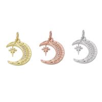 Cubic Zirconia Micro Pave Brass Pendant, Moon and Star, plated, micro pave cubic zirconia Approx 3mm 