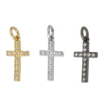 Cubic Zirconia Micro Pave Brass Pendant, Cross, plated, micro pave cubic zirconia Approx 2mm 