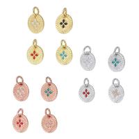 Enamel Brass Pendants, Flat Round, plated Approx 3mm 