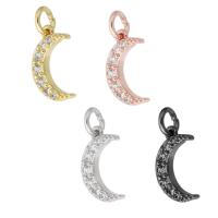 Cubic Zirconia Micro Pave Brass Pendant, Moon, plated, micro pave cubic zirconia Approx 2mm 