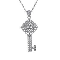 Collier de bijoux de titane, Acier titane, avec 1.18Inch chaînes de rallonge, clé, pavé de micro zircon & pour femme, couleur originale Environ 22.05 pouce, Vendu par PC