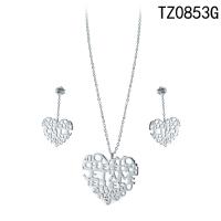 Titanium Steel Jewelry Set, with 1.97Inch extender chain, Heart, Vacuum Ion Plating, for woman & with rhinestone & hollow Approx 17.32 Inch, Approx 