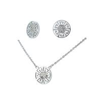 Titanium Steel Jewelry Set, Round, Vacuum Ion Plating, for woman & with rhinestone & hollow 18.2mm Approx 16.93 Inch, Approx 