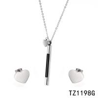 Titanium Steel Jewelry Set, with 1.97Inch extender chain, Heart, for woman, original color  Approx 18.11 Inch, Approx 