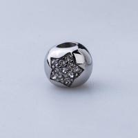 316 Stainless Steel European Large Hole Beads, Round, Vacuum Ion Plating, DIY & with rhinestone 