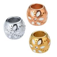 316L Stainless Steel European Large Hole Beads, Round, Vacuum Ion Plating, DIY & epoxy gel & with rhinestone 