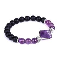 Gemstone Bracelets, Abrazine Stone, with Gemstone, Pyramidal, fashion jewelry & Unisex, 8mm Approx 7.3 Inch 