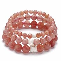 Strawberry Quartz Bracelet, Round & for woman 