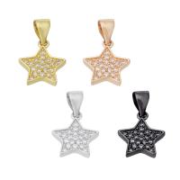 Cubic Zirconia Micro Pave Brass Pendant, Star, plated, micro pave cubic zirconia Approx 3mm 