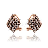 Zinc alliage strass Stud Earring, laiton, Plaqué de couleur d'or rose, pour femme & avec strass & noircir Vendu par paire