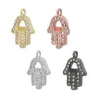 Cubic Zirconia Micro Pave Brass Pendant, Hamsa, plated, micro pave cubic zirconia & hollow Approx 1mm 