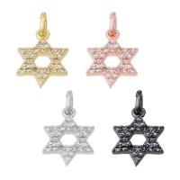 Cubique Pendentif en laiton zircon pavent, Hexagram, Placage, pavé de micro zircon & creux, plus de couleurs à choisir Environ 3mm, Vendu par PC[