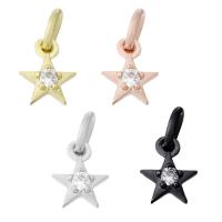 Cubic Zirconia Micro Pave Brass Pendant, Star, plated, micro pave cubic zirconia Approx 3mm 