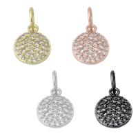 Brass Jewelry Pendants, Flat Round, plated, micro pave cubic zirconia Approx 4mm 