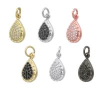 Brass Jewelry Pendants, Teardrop, plated, micro pave cubic zirconia Approx 2mm 