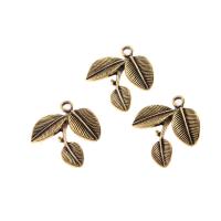 Zinc Alloy Leaf Pendants, golden 