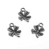 Zinc Alloy Leaf Pendants, Four Leaf Clover, silver color 