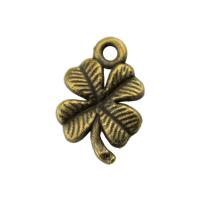 Zinc Alloy Clover Pendant, Four Leaf Clover, plated 17mm 