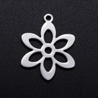 Edelstahl Blume Anhänger, 201 Edelstahl, Vakuum-Ionen-Beschichtung, Modeschmuck & poliert & DIY, keine, 18x14mm, 5PCs/Tasche, verkauft von Tasche