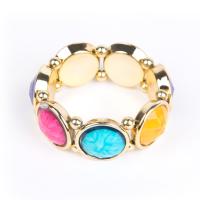 Pulseras de resina la aleación del cinc, con aleación de zinc, Esférico, chapado en color dorado, Vintage & para mujer & facetas, multicolor, 21mm, longitud:aproximado 7.5 Inch, Vendido por UD