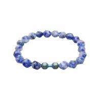 Pulsera de Piedras Preciosas, Blue Speckle Stone, Esférico, Superficie de corte en forma de estrella & unisexo, azul, 8mm, longitud:aproximado 7.87 Inch, Vendido por UD