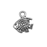 Pendentifs animaux en alliage de zinc, poisson, Placage de couleur argentée, bijoux de mode, argent Vendu par PC