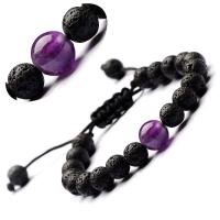 Gemstone Bracelets, Lava, with Gemstone, Round & Unisex, 8mm, 10mm Approx 7.3 Inch 