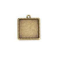 Zinc Alloy Pendant Cabochon Setting, Square, plated, DIY 20mm 