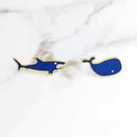 Enamel Brooch, Zinc Alloy, gold color plated, Unisex blue 