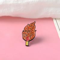 Enamel Brooch, Zinc Alloy, Fire, stoving varnish, Unisex, reddish orange 