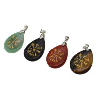 Gemstone Zinc Alloy Pendants, with Zinc Alloy, Teardrop 