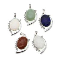 Gemstone Zinc Alloy Pendants, with Zinc Alloy, with rhinestone 