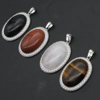 Gemstone Zinc Alloy Pendants, with Zinc Alloy 