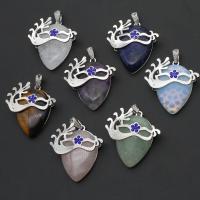 Gemstone Zinc Alloy Pendants, with Zinc Alloy, with rhinestone 