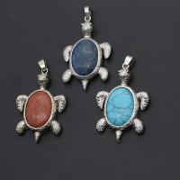 Gemstone Zinc Alloy Pendants, with Zinc Alloy, Turtle 