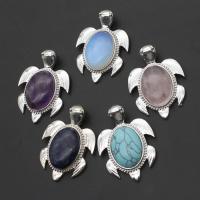 Gemstone Zinc Alloy Pendants, with Zinc Alloy, Animal 