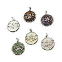 Gemstone Zinc Alloy Pendants, with Zinc Alloy, Round 