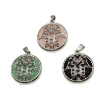 Gemstone Zinc Alloy Pendants, with Zinc Alloy, Round, with rhinestone 