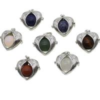 Gemstone Zinc Alloy Pendants, with Zinc Alloy, Heart 