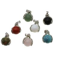 Gemstone Zinc Alloy Pendants, with Zinc Alloy 