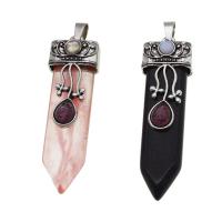 Gemstone Zinc Alloy Pendants, with Zinc Alloy 