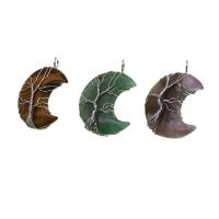 Gemstone Zinc Alloy Pendants, with Zinc Alloy, Moon 