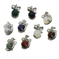 Gemstone Zinc Alloy Pendants, with Zinc Alloy 