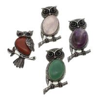 Gemstone Zinc Alloy Pendants, with Zinc Alloy, Owl 