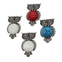 Gemstone Zinc Alloy Pendants, with Zinc Alloy, Owl 