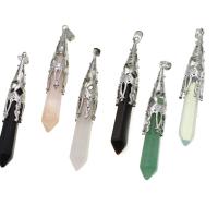 Gemstone Zinc Alloy Pendants, with Zinc Alloy 