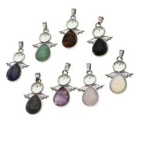 Gemstone Zinc Alloy Pendants, with Zinc Alloy 