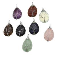 Gemstone Zinc Alloy Pendants, with Zinc Alloy 